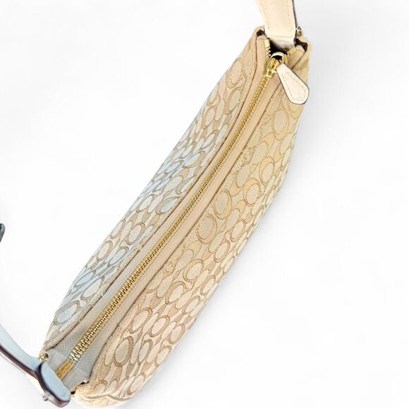Authentic Coach F29959 Zip Shoulder Bag in Signature Jacquard Hobo Bag Cream Y2K - Picture 5 of 8